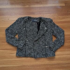 Tart Collections cropped knit black and white jacket, size L